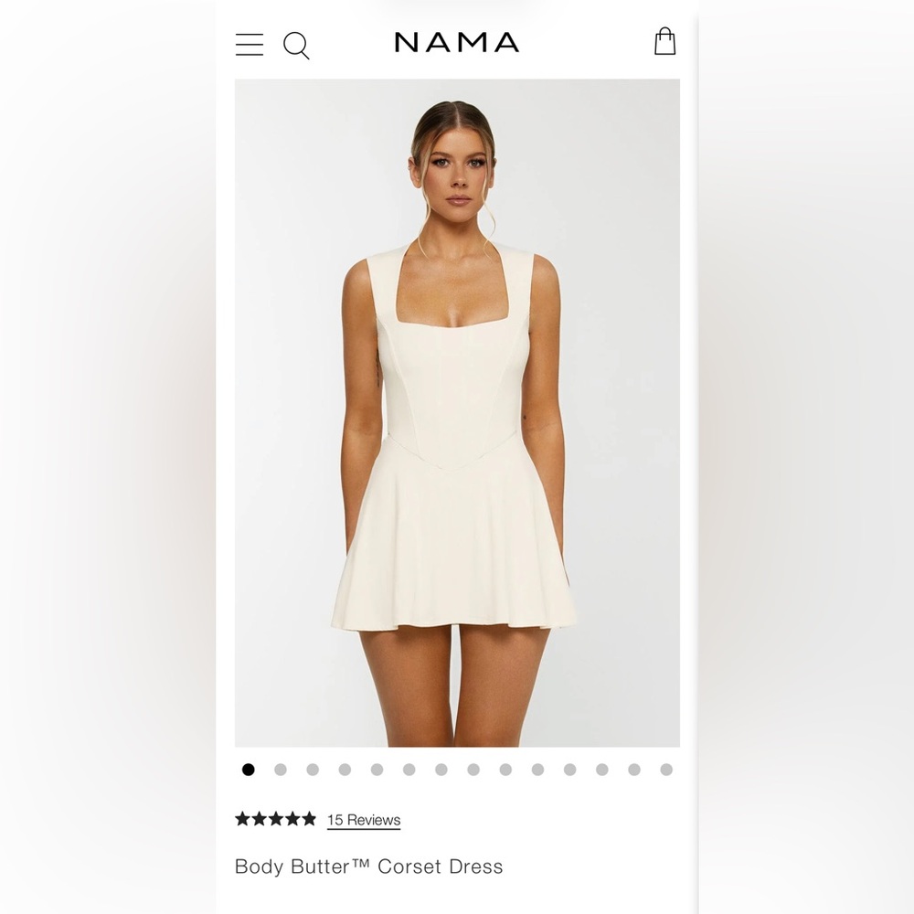 NAMA Body Butter corset exercise dress in white, size medium